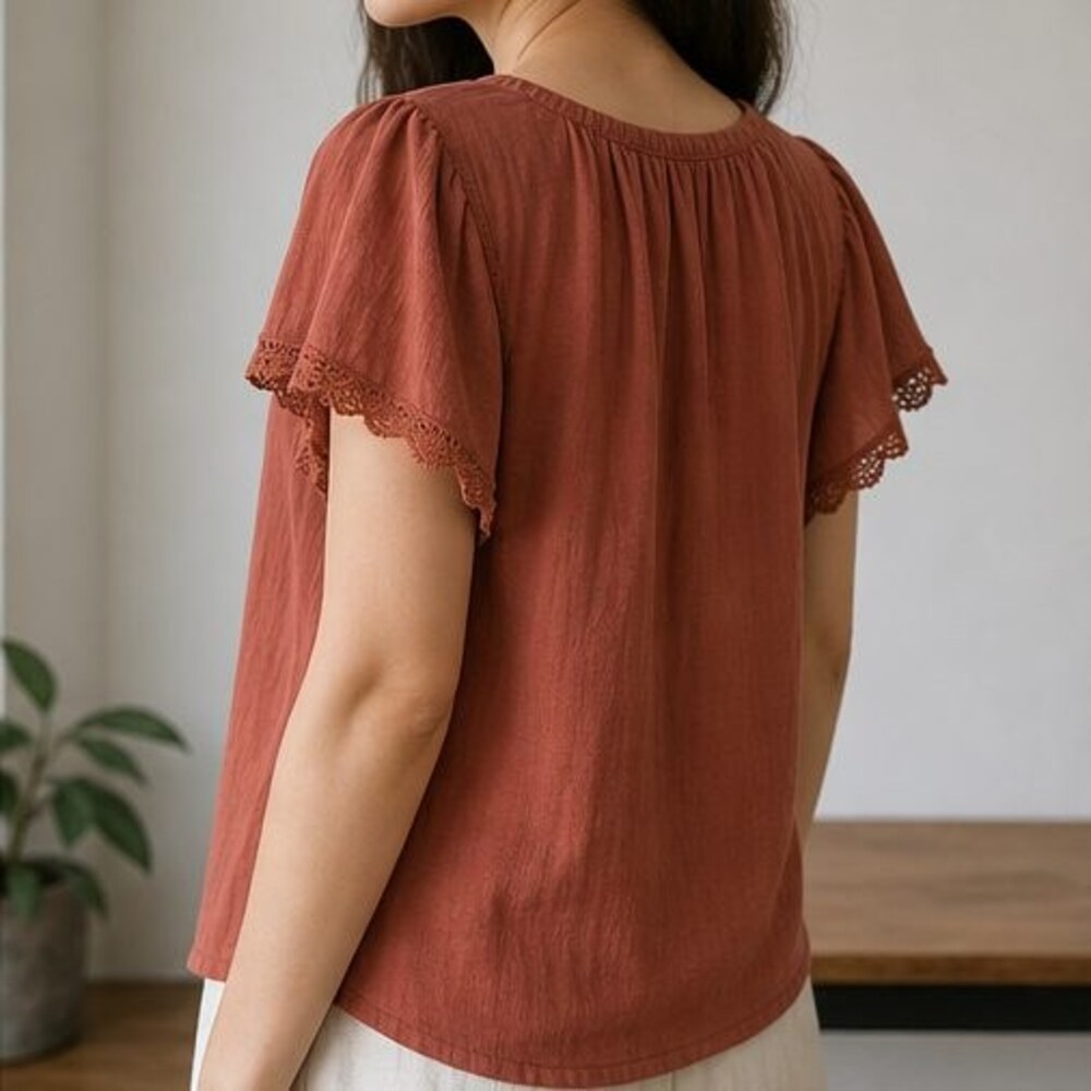 Rust V Neck Top - Picture 3 of 6